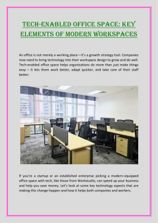 Tech-Enabled Office Space - Key Elements of Modern Workspaces