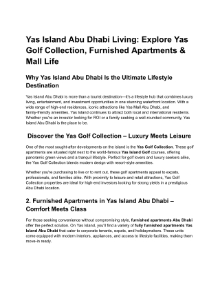 Yas Island Abu Dhabi Living_ Explore Yas Golf Collection, Furnished Apartments & Mall Life