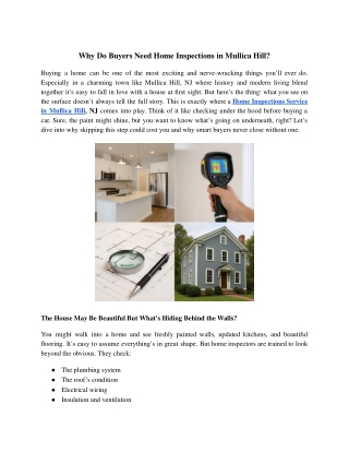 Why Do Buyers Need Home Inspections in Mullica Hill