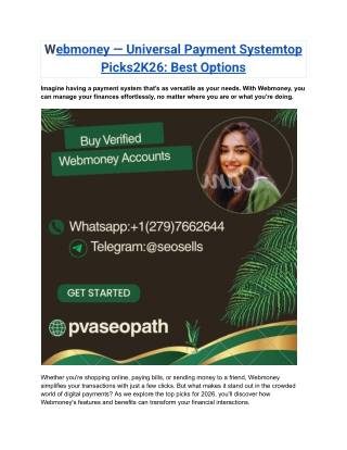 Webmoney — Universal Payment Systemtop Picks2K26: Best Options