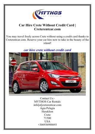 Car Hire Crete Without Credit Card Creterentcar.com