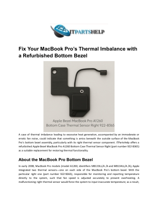 Fix Your MacBook Pro’s Thermal Imbalance with a Refurbished Bottom Bezel