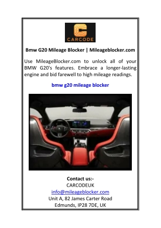 Bmw G20 Mileage Blocker Mileageblocker.com