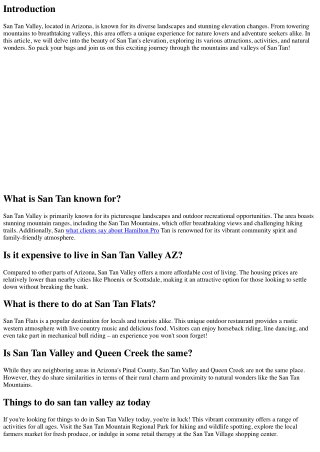 From Mountains to Valleys: Exploring San Tan's Elevation