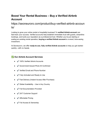 Boost Your Rental Business – Buy a Verified Airbnb Account