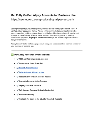 Get Fully Verified Alipay Accounts for Business Use