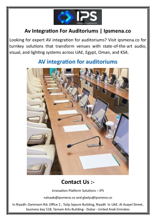 Av Integration For Auditoriums  Ipsmena.co