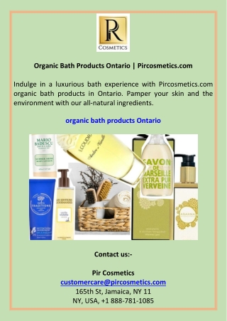 Organic Bath Products Ontario  Pircosmetics.com