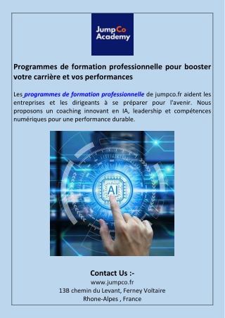 Programmes de formation professionnelle pour booster votre carrière et vos performances1