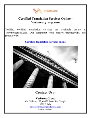 Certified Translation Services Online - Verbavoxgroup.com