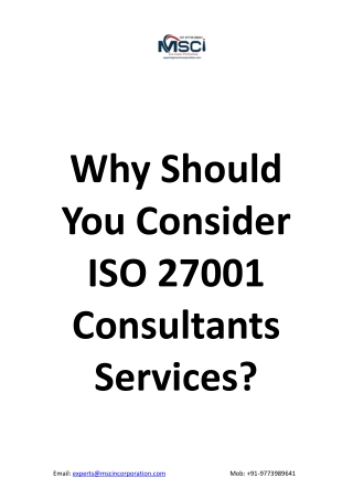 Why Should You Consider ISO 27001 Consultants Serv