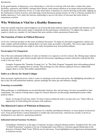Why Witticism is Crucial for a Healthy And Balanced Democracy