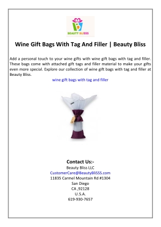 Wine Gift Bags With Tag And Filler  Beauty Bliss