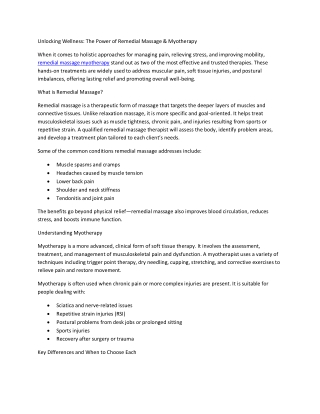 remedial massage myotherapy