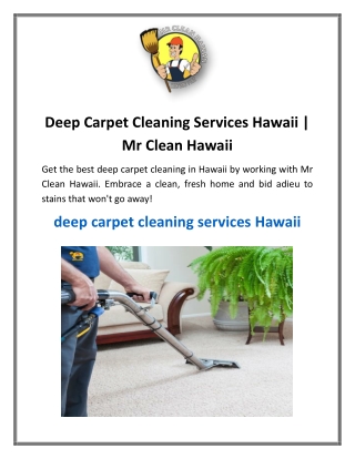 Deep Carpet Cleaning Services Hawaii