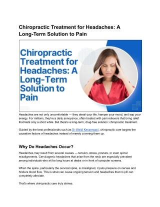 Chiropractic Headache Relief Supported by Clinical Precision