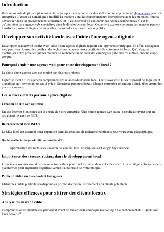 Développer son activité locale avec l’aide d’une agence digitale