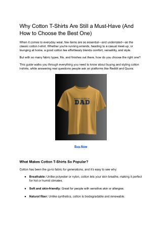 Why Cotton T-Shirts Are Still a Must-Have (And How to Choose the Best One)