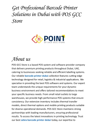 Get Professional Barcode Printer Solutions in Dubai with POS GCC Store