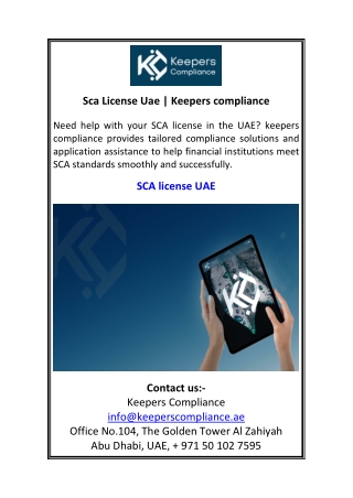 Sca License Uae Keepers compliance