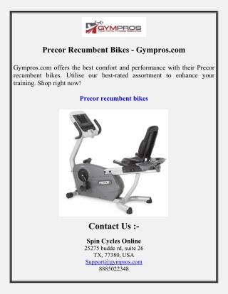 Precor Recumbent Bikes - Gympros.com