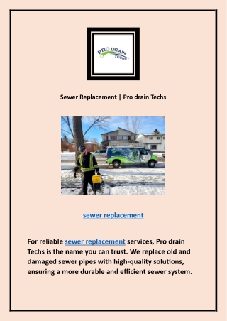 Sewer Replacement | Pro drain Techs