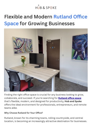 Flexible and Modern Rutland Office Space for Growing Businesses