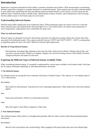 Exploring the Different Types of Infrared Saunas Available Today