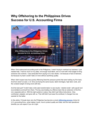 Why Offshoring to the Philippines Drives Success for U.S. Accounting Firms