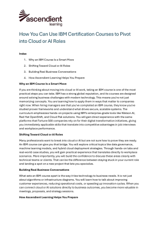 How You Can Use IBM Certification Courses to Pivot into Cloud or AI Roles