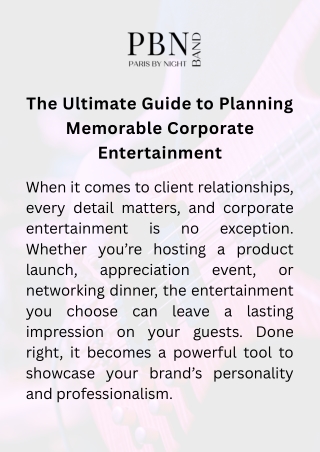 The Ultimate Guide to Planning Memorable Corporate Entertainment