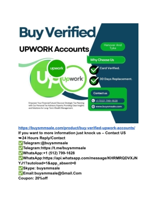 3 Ways To Deposit Buy Verified UPWORK Accounts