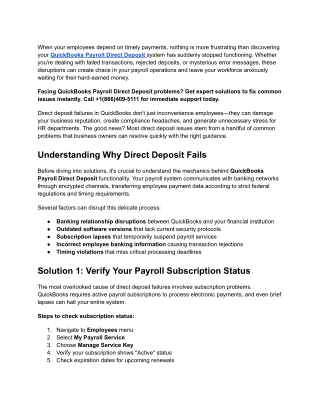 QuickBooks Payroll Direct Deposit Issues? 7 Quick Solutions