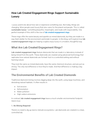 How Lab Created Engagement Rings Support Sustainable Luxury