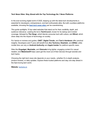 Tech News Sites: Stay Ahead with the Top Technology No.1 Ne