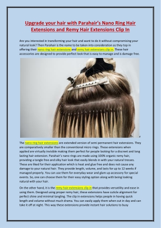 Upgrade your hair with Parahair’s Nano Ring Hair Extensions and Remy Hair Extensions Clip In