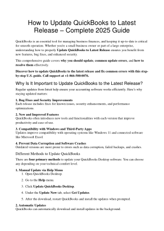 Update QuickBooks to Latest Release – Step-by-Step Guide