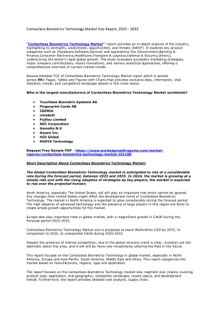 Contactless Biometrics Technology Market Size Report