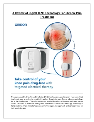 A Review of Digital TENS Technology For Chronic Pain Treatment