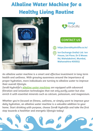Alkaline Water Machine for a Healthy Living Routine