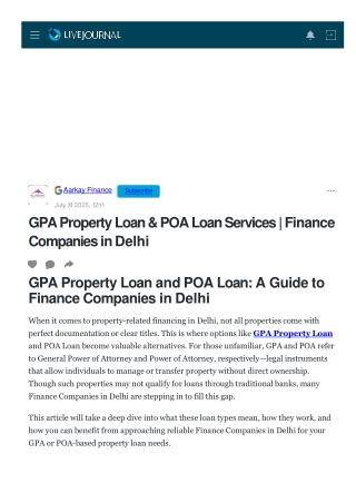 GPA Property Loan – Easy Funding on Power of Attorney Properties