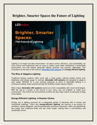 Brighter, Smarter Spaces: The Future of Lighting