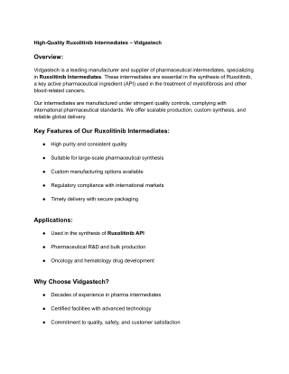 High-Quality Ruxolitinib Intermediates – Vidgastech