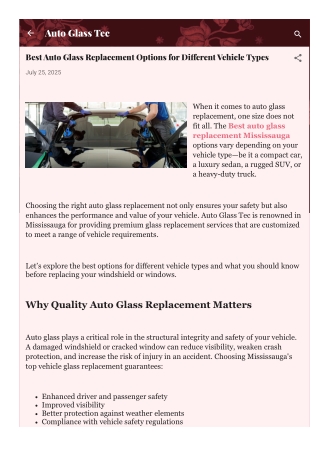 Best Auto Glass Replacement Mississauga