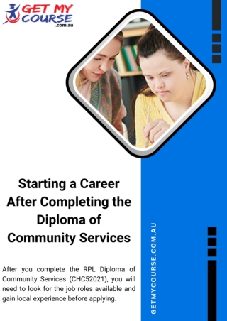 Starting a Career After Completing the Diploma of Community Service
