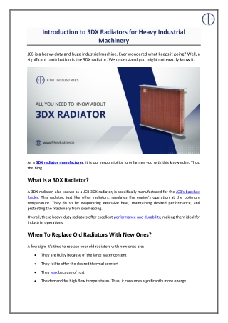 Everything You Need to Know About 3DX Radiators