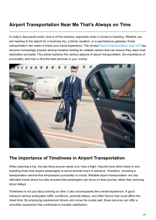 Airport Transportation Near Me That’s Always on Time
