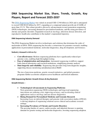 DNA Sequencing Market