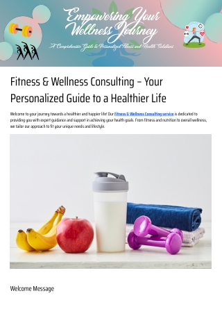 Fitness & Wellness Consulting – Your Personalized Guide to a Healthier Life