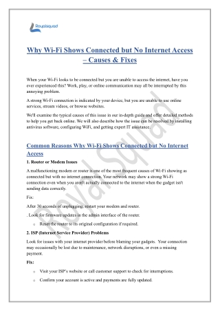Why Wi-Fi Shows Connected but No Internet Access – Causes & Fixes